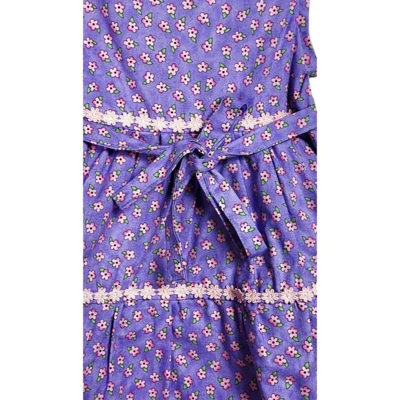 Vintage Purple Calico Floral Rick-Rack Trim Dress and Bloomers Girls Size 24M - Picture 6 of 8